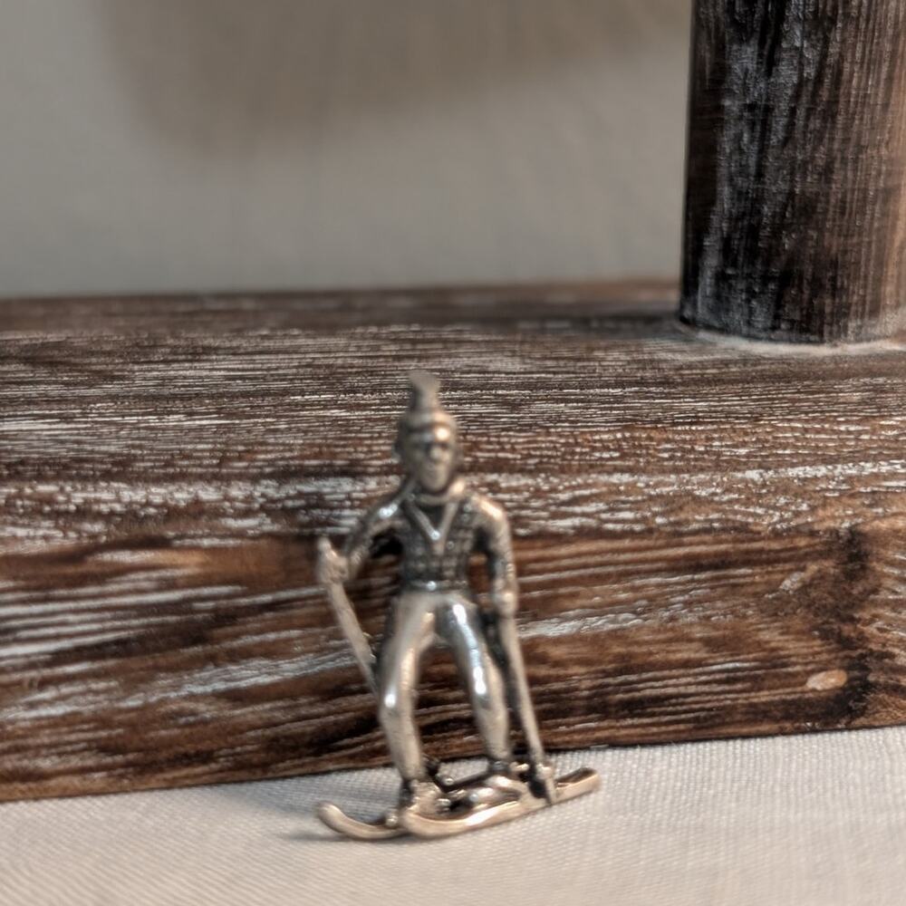 Vintage 925 Sterling Silver Snow Skier 3D Charm/Pendant